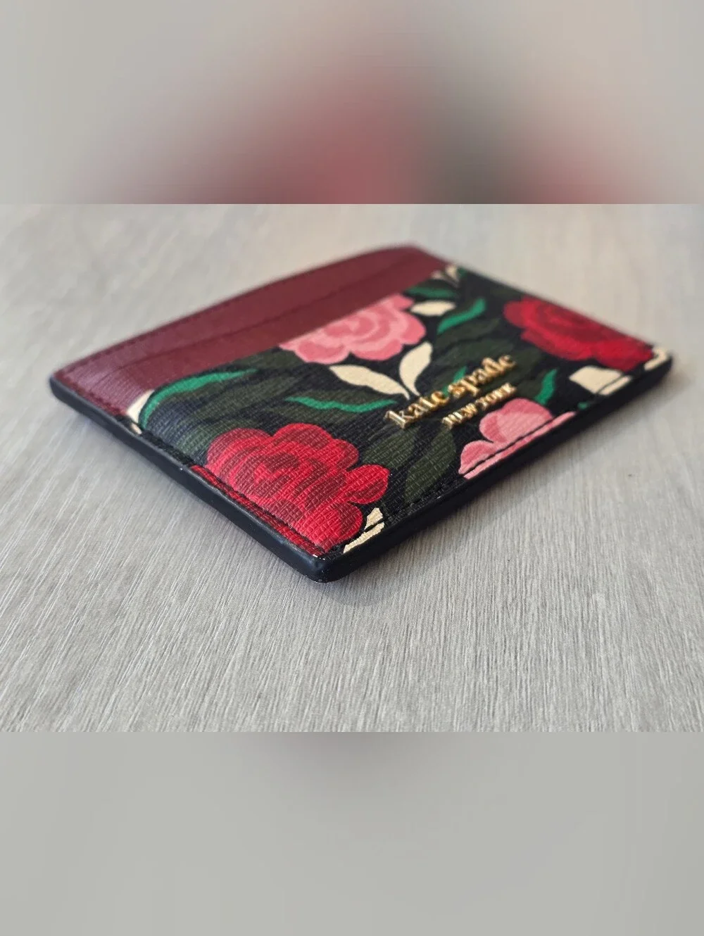 kate spade New York Floral Card Holder - Burgundy & Multicolor